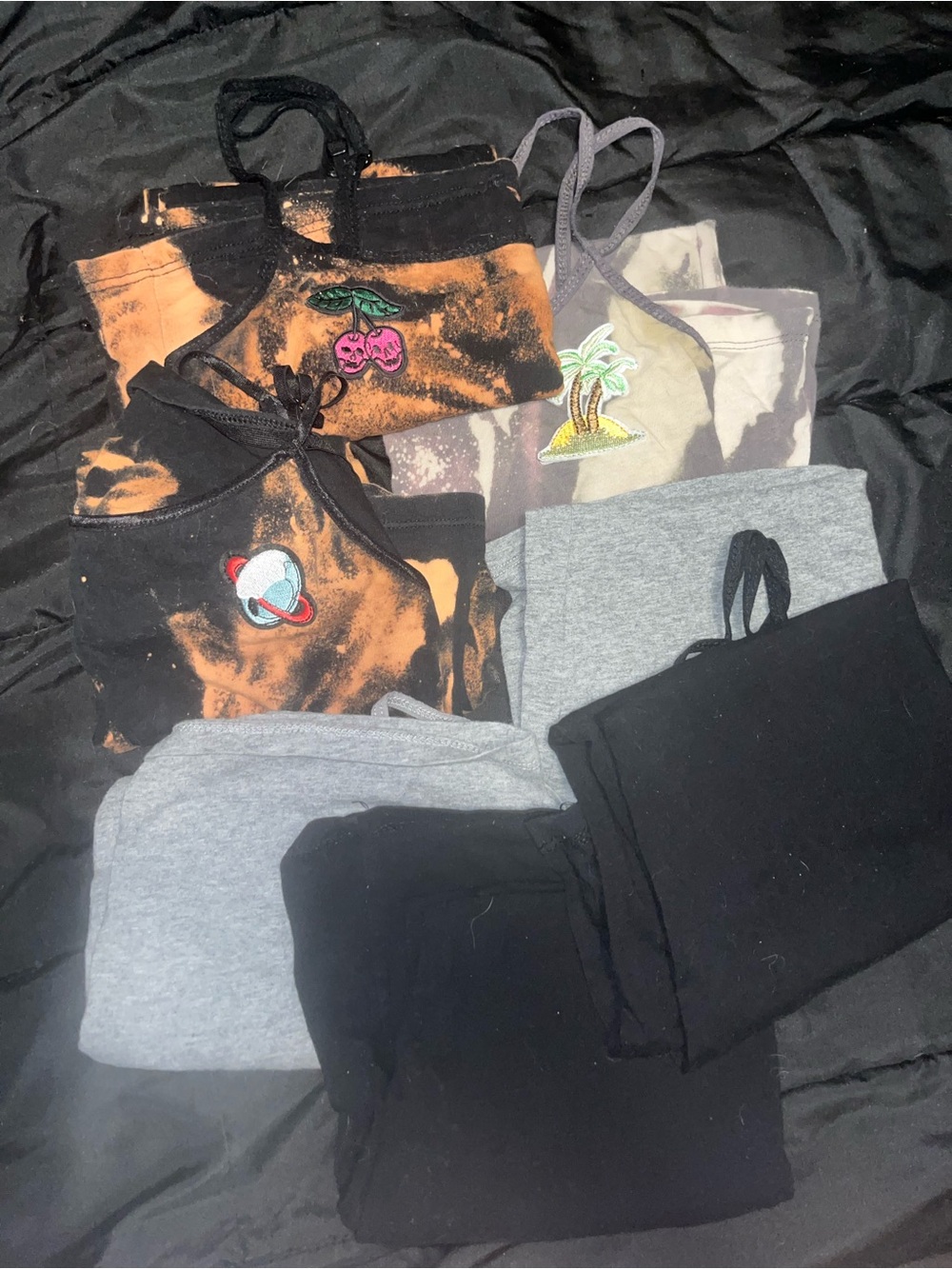 Tie-Dye long Cami tank tops Tops with Patches lot of 7